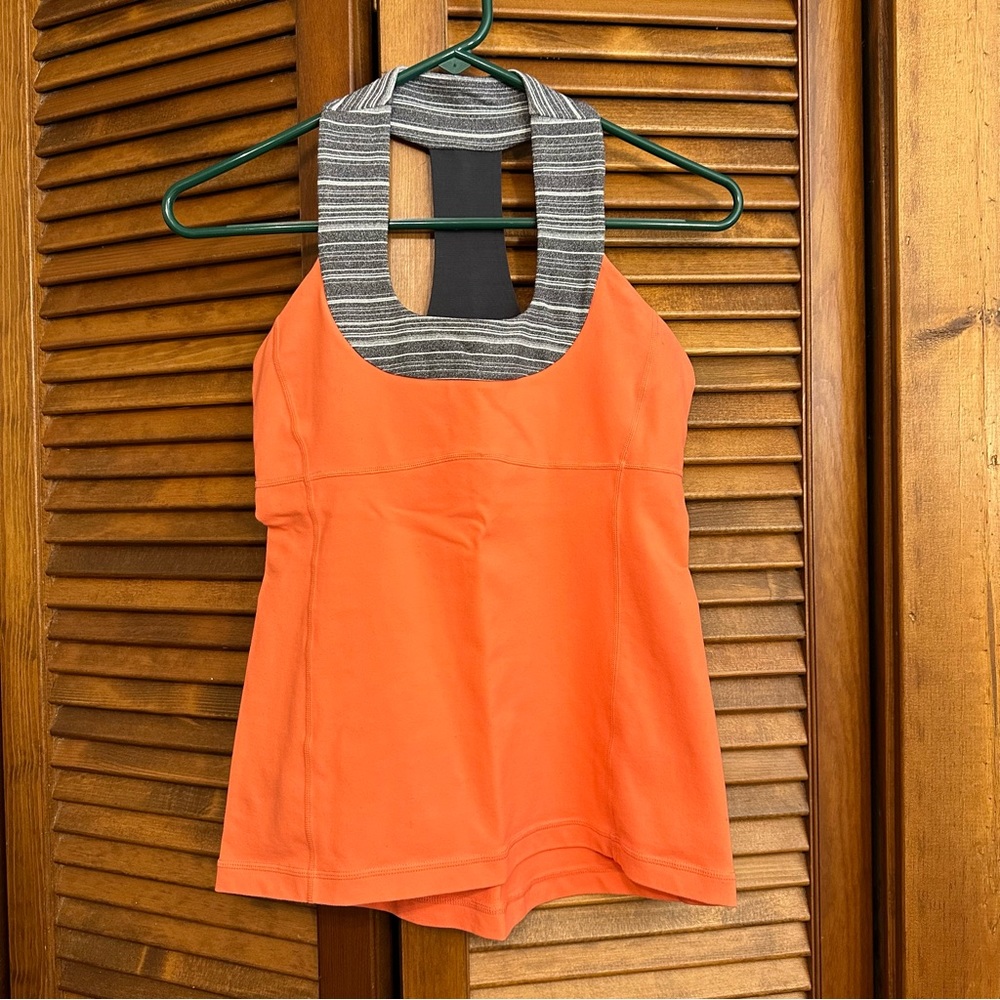 Lululemon Scoop Neck Tank orange/coal strata gray, 8